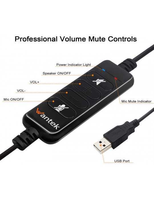 Auriculares USB Micrófono Reducción Ruido y Controles A602
