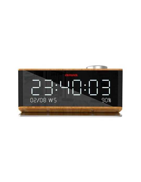 Radio Reloj Despertador Aiwa Cr-90Bt Madera Pant. Led/Bt/M. Cr-90Bt