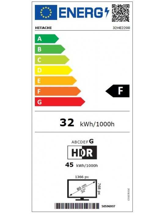 TV DLED 32 HITACHI 32HE2200 STV HD READY NEGRO HDR SMART