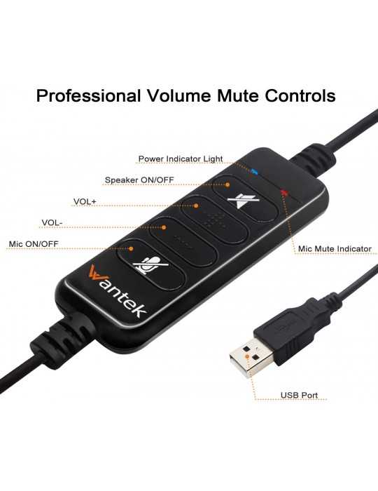 Auriculares USB Micrófono con Reducción Ruido y Controles