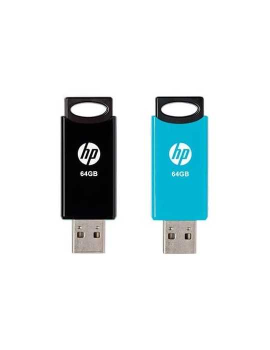 PENDRIVE HP 64GB USB 20 V212W NEGRO AZUL PACK 2