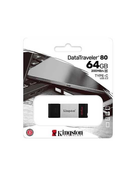 PENDRIVE 64GB USB C 32 KINGSTON DT80 PLATA