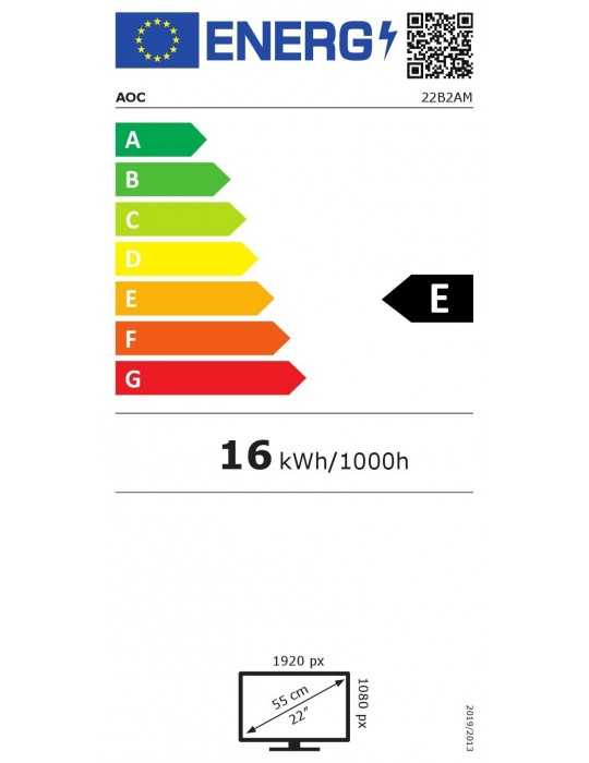 MONITOR LED 215 AOC 22B2AM NEGRO VGA HDMI 1920X1080 75HZ 