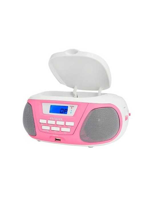 RADIO CD AIWA BOOMBOX BBTU 300PK ROSA BLUETOOTH CD USB MP3 
